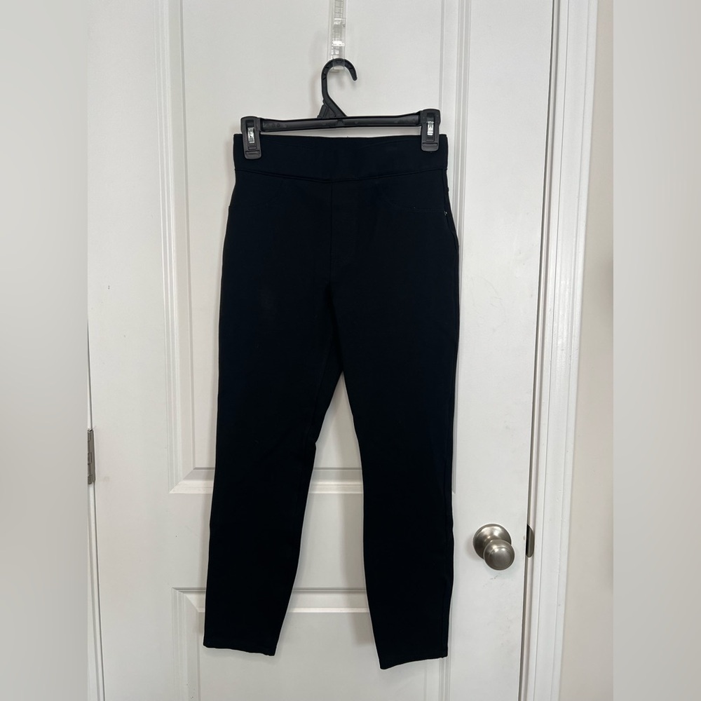 Spanx Perfect Ponte Pant Black Stretch‎ Tummy Control Panel Straight Leg Sz S/P